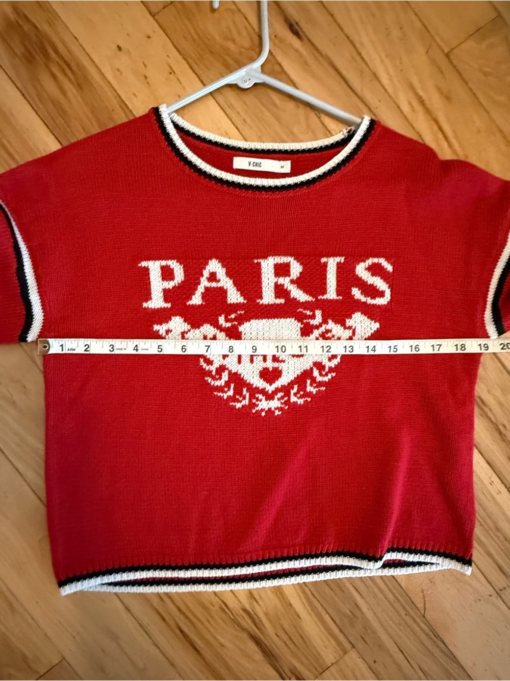 V-Chic Red Paris With Love Graphic Knit Sweater Size M - Picture 6 of 6